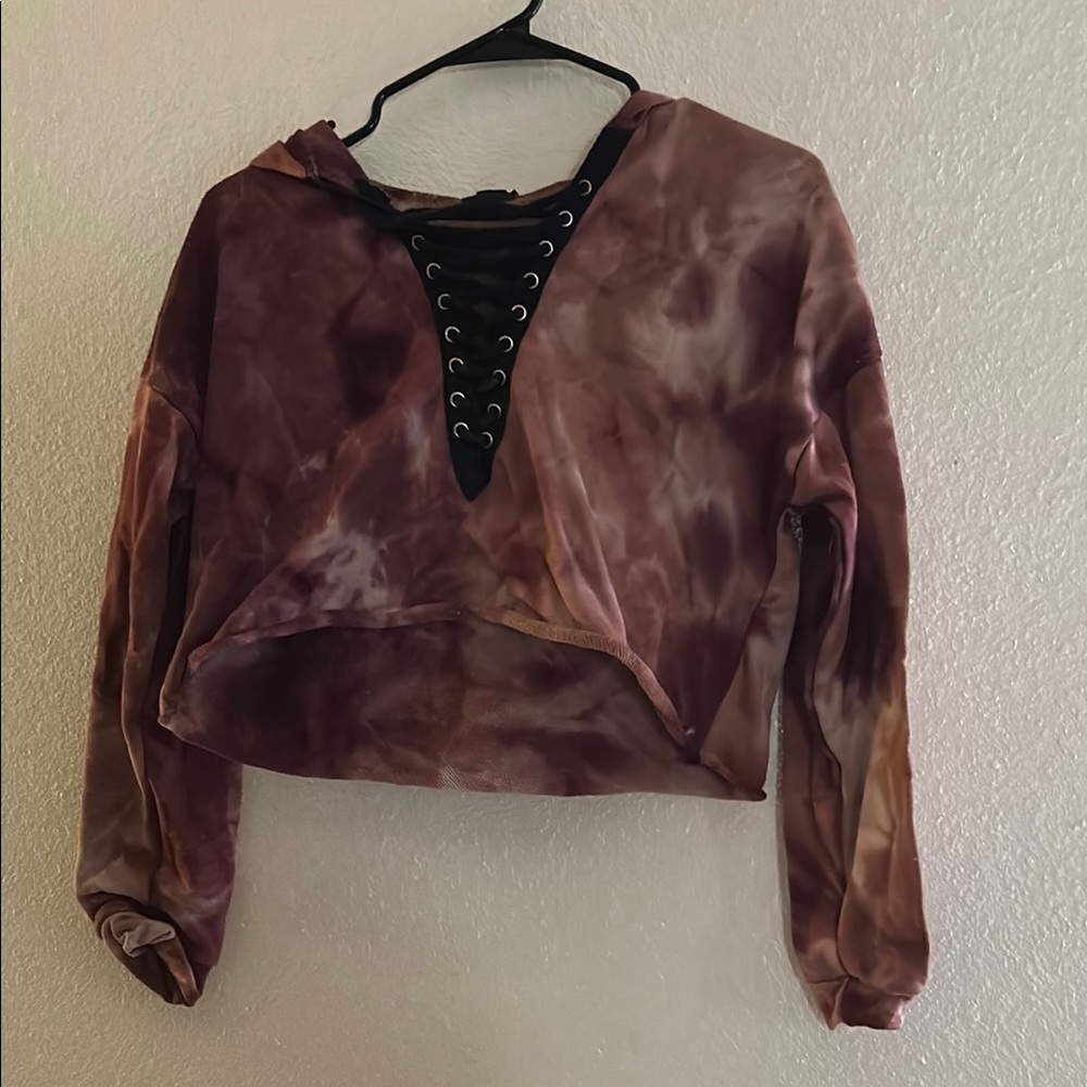 Tie-Dye Lace-Up Crop Top